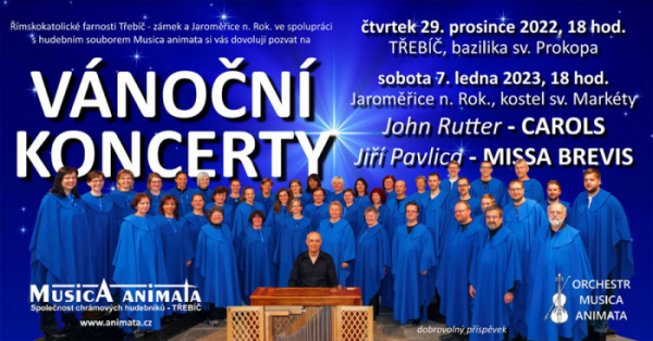 Vánoční koncerty Musica animata v Třebíči a Jaroměřicích nad Rokytnou