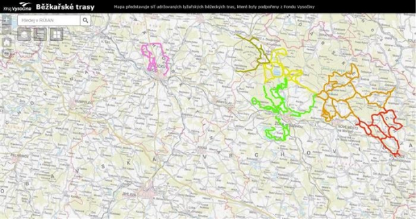 Interaktivní mapa představuje udržované běžkařské tratě s krajskou podporou